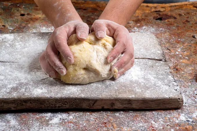 The preparation of the dough for fresh handmade pasta.
