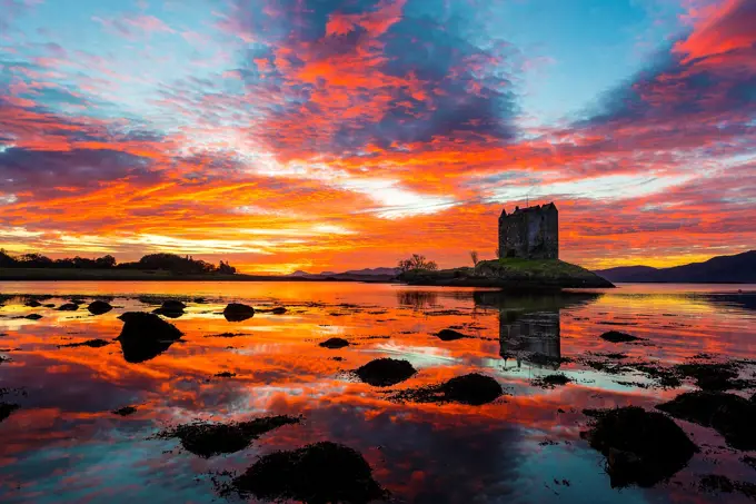 Castle Stalker, Scottish Castle, Loch Laich, Loch Linnhe, Argyll and Bute, Scotland, uk.