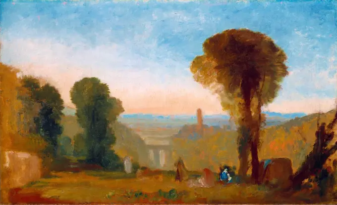 Joseph Mallord William Turner - Italian Landscape with Bridge and Tower.