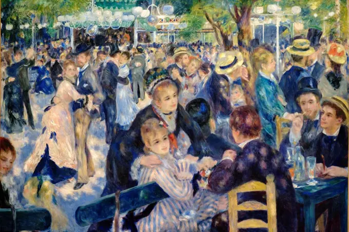 Auguste Renoir (1841-1919), . El baile del molino de la Galette, . 1876, . oil on canvas, Orsay Museum, Paris, France,Western Europe.