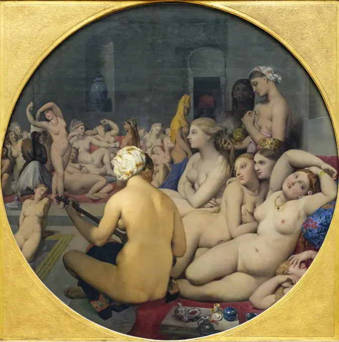 The Turkish bath, Dominique Ingres,orientalist work, Louvre Museum, Paris, France