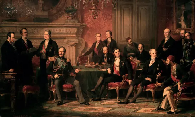 Edouard Louis Dubufe -. The Congress of Paris (Crimean war) . 1856.