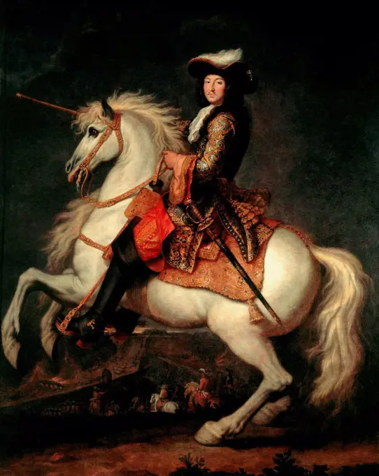 René Houasse - . Riding portrait of Louis XIV . 17th century. .