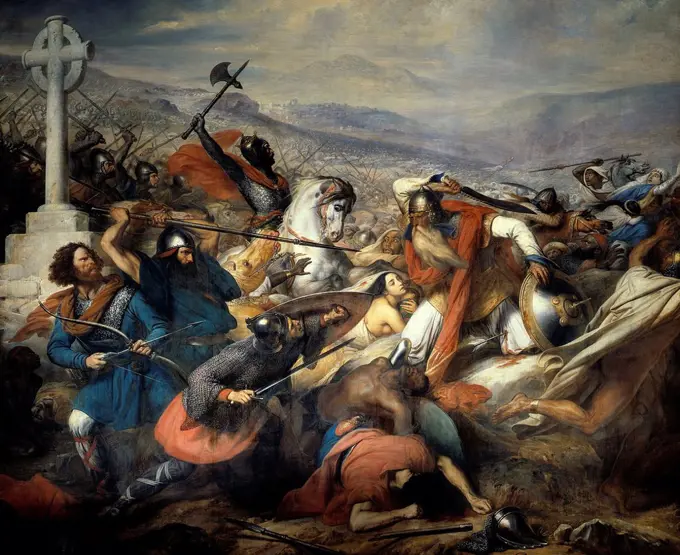 Charles Auguste Steuben . Battle of Poitiers won by Charles Martel. 1837.