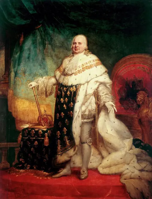 Paulin Guérin - . Portrait of Louis XVIII in coronation robe . 19th century. .