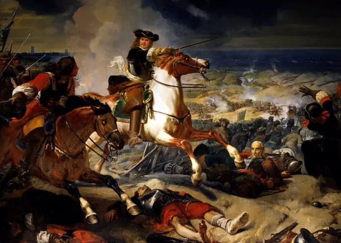 Charles Larivière . Siege of Dunkerque, Battle of the Dunes won by Turenne over the Spanish . 1837.