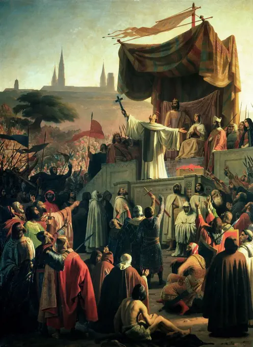 Emile Signol. - . Saint Bernard Preaching the Second Crusade at Vézelay in Burgundy . - 1840.