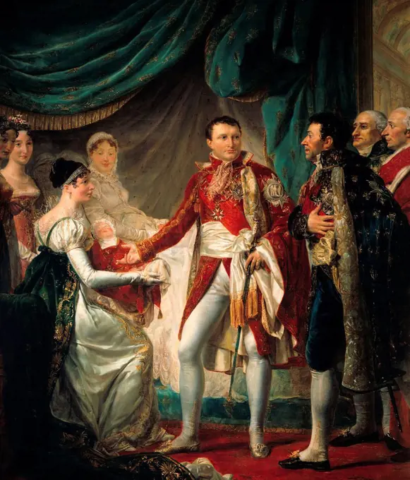 Rouget Georges - Napoleon presents his son King of Rome to the Empire's dignitaries (March 20, 1811).