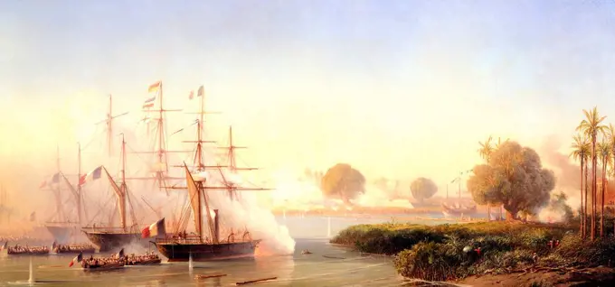 Morel Fatio Antoine Leon - Capture of the Citadel of Saigon by Vice-Admiral Rigault de Genouilly (February 17, 1859).