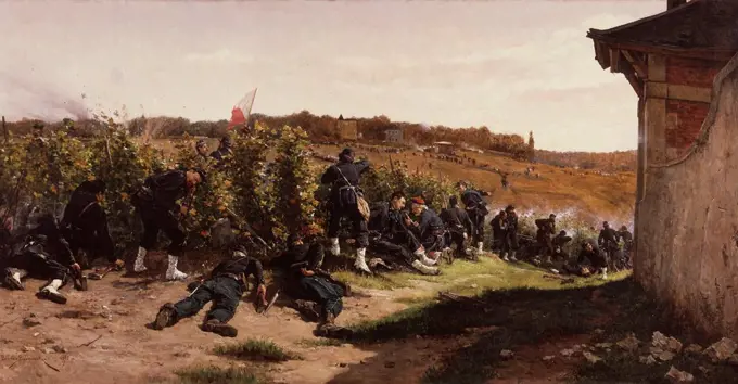 Etienne-Prosper Berne-Bellecour -. The Skirmishers of the Seine at the Rueil-Malmaison's Fight . 1870.