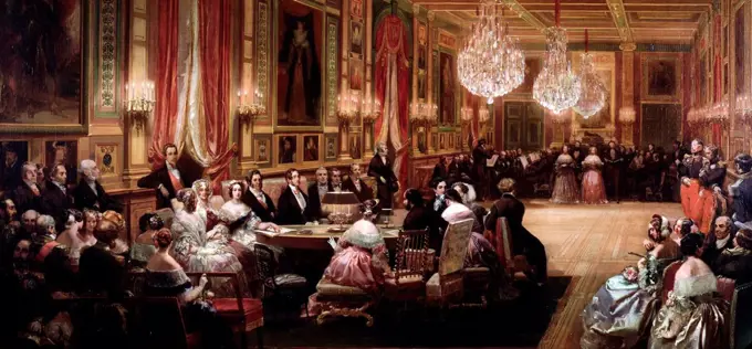 Eugène Louis Lami - . Concert given at the castle of Eu in the Guise Gallery in honour of Queen Victoria, September 4, 1843.
