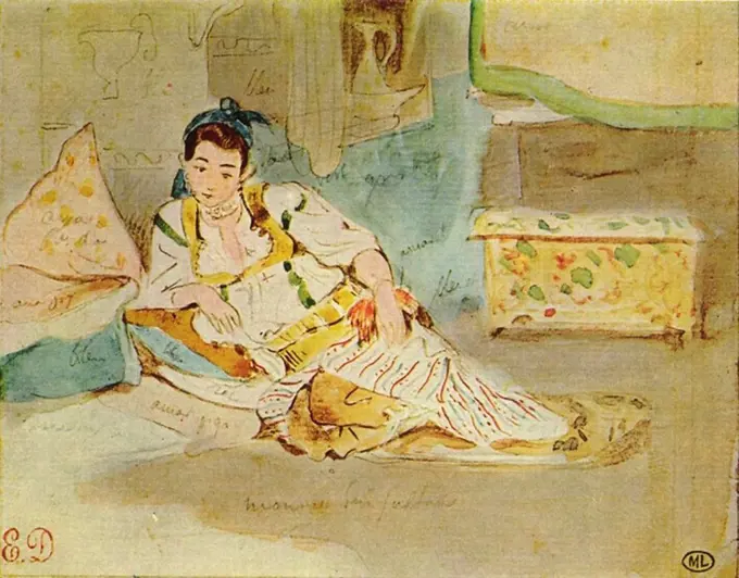 Delacroix Eugène - Women in Algiers 1 (study).