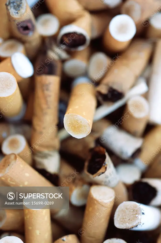 Cigarette butts, close-up