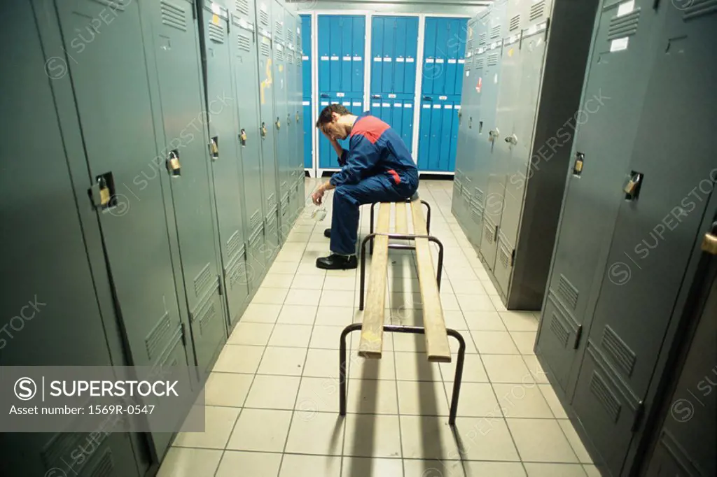 Manual worker in locker room