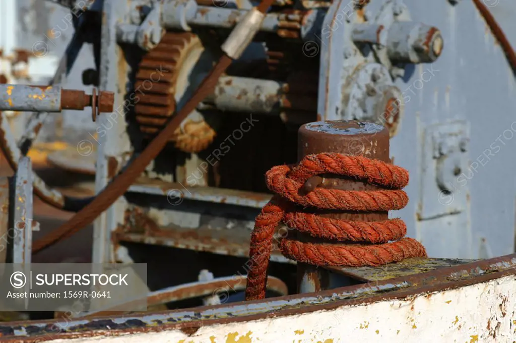 Rope on old barge