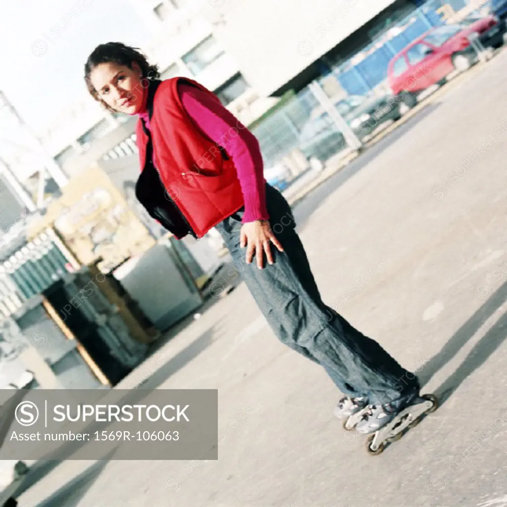 Young woman on inline skates, portrait