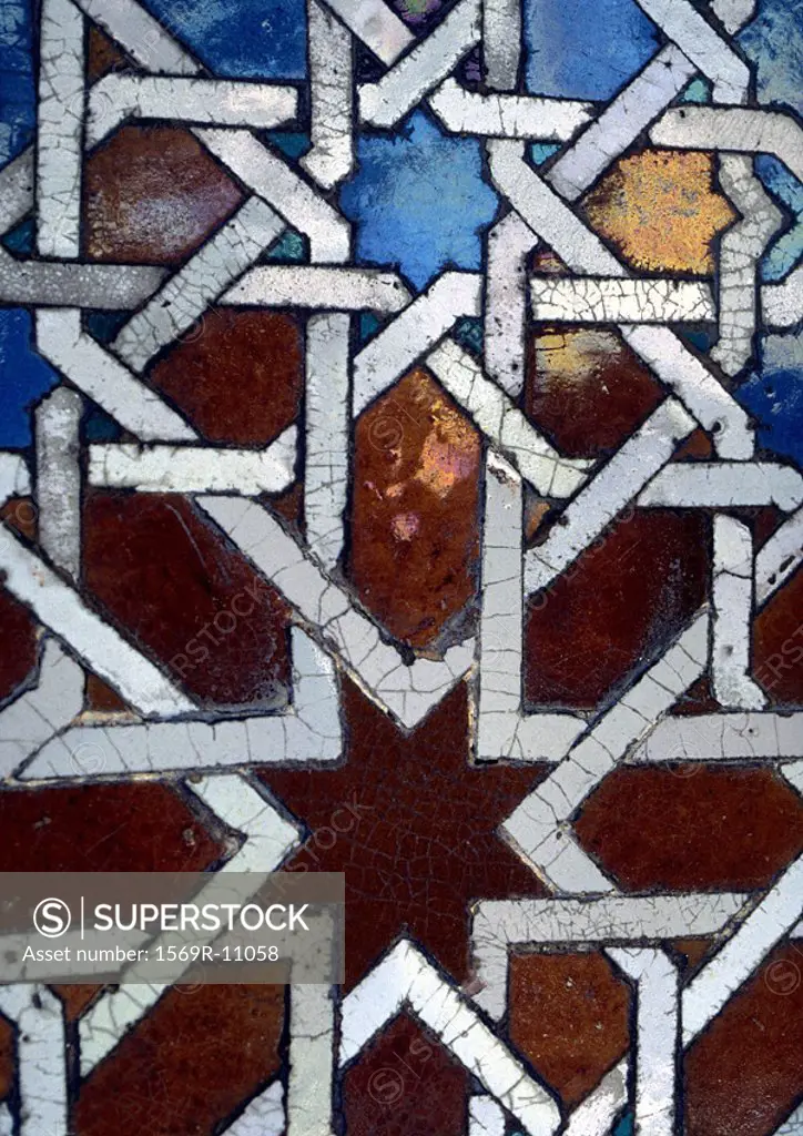 Patterned tiles, star, close-up