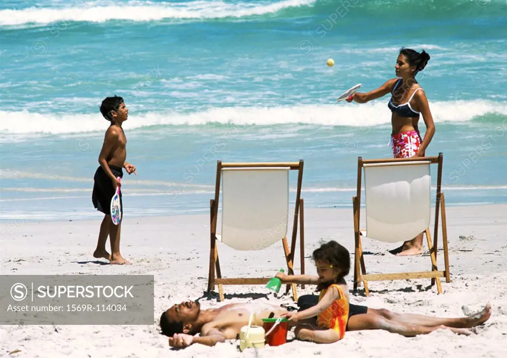 Family on beach