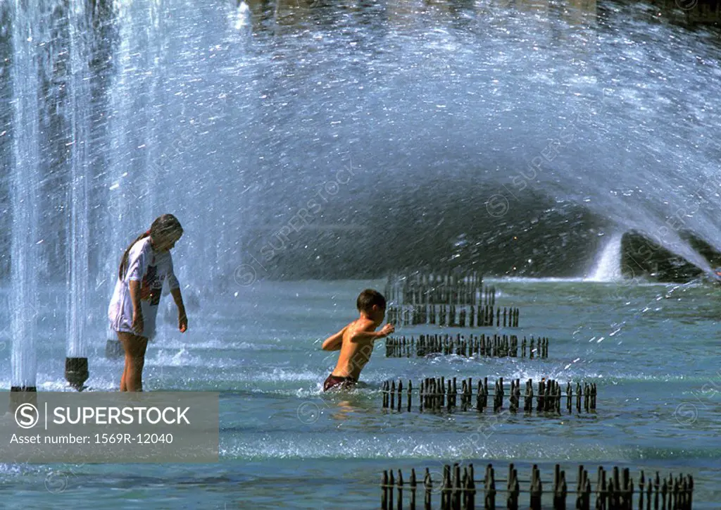 Children in fountain