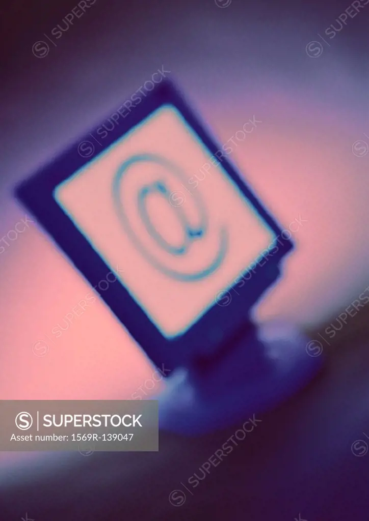Computer screen with ´@´ symbol, blurred