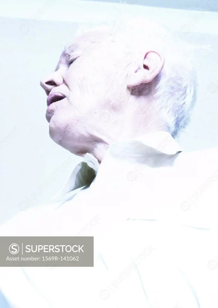 Senior man, low angle view, portrait