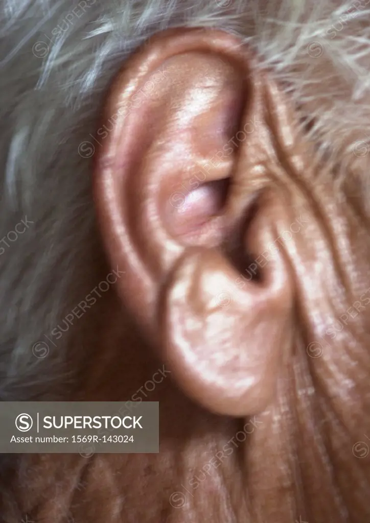 Elderly man´s ear, extreme close-up