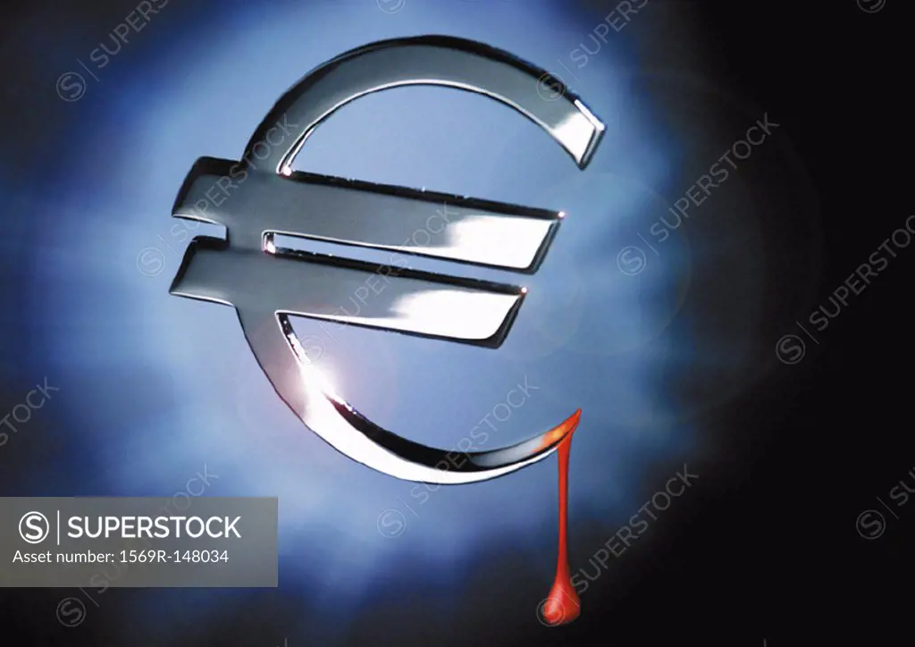 Silver euro sign dripping with blood