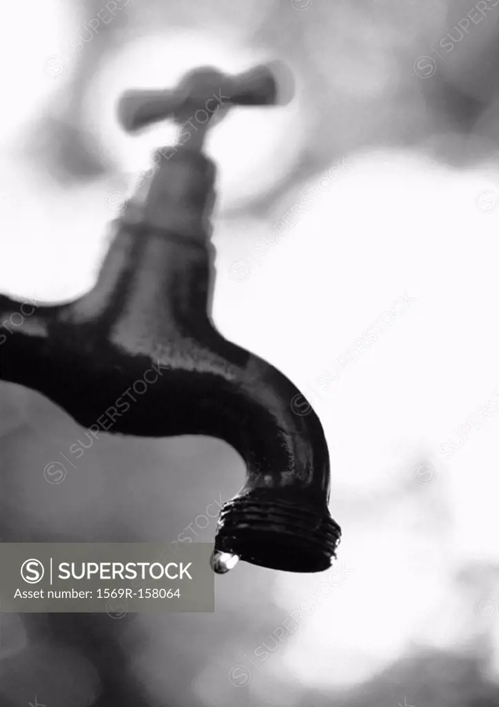 Water faucet, side view, b&w