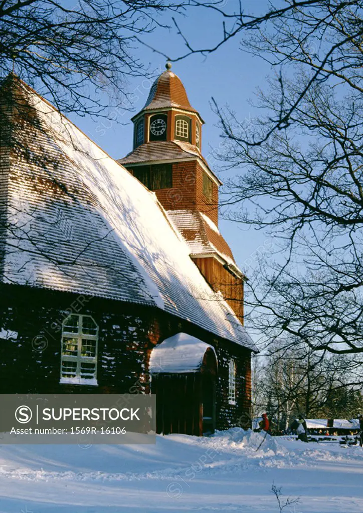 Sweden, church in snow