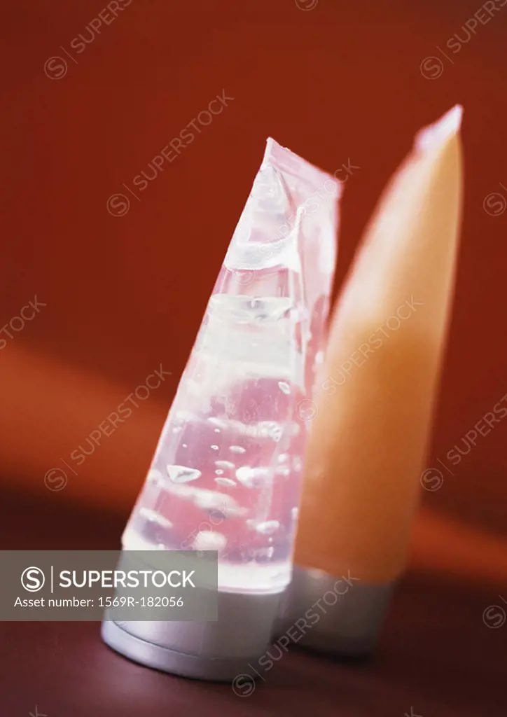 Tubes of gel, close-up