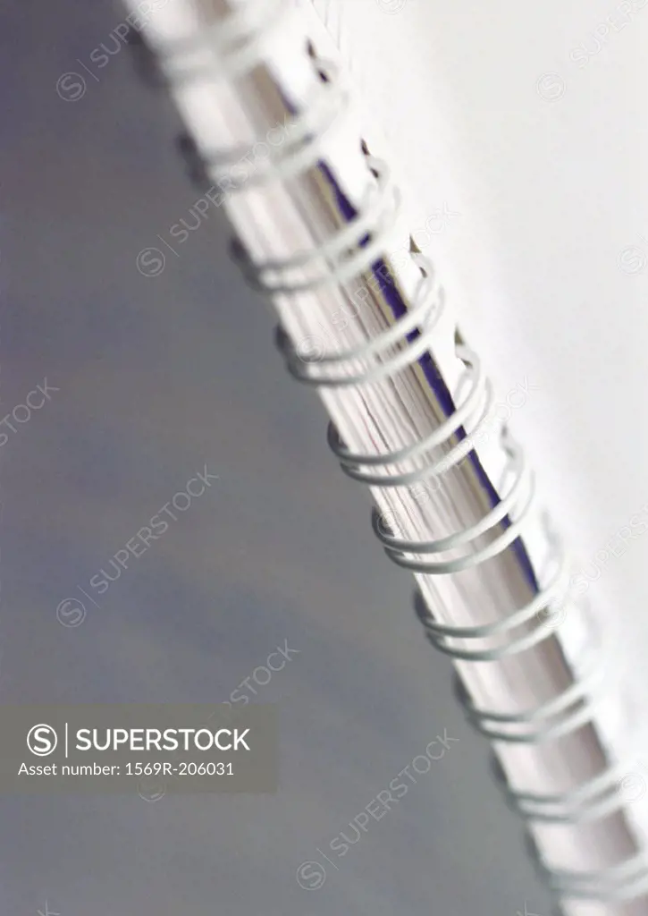 Spiral binding on notebook, close-up