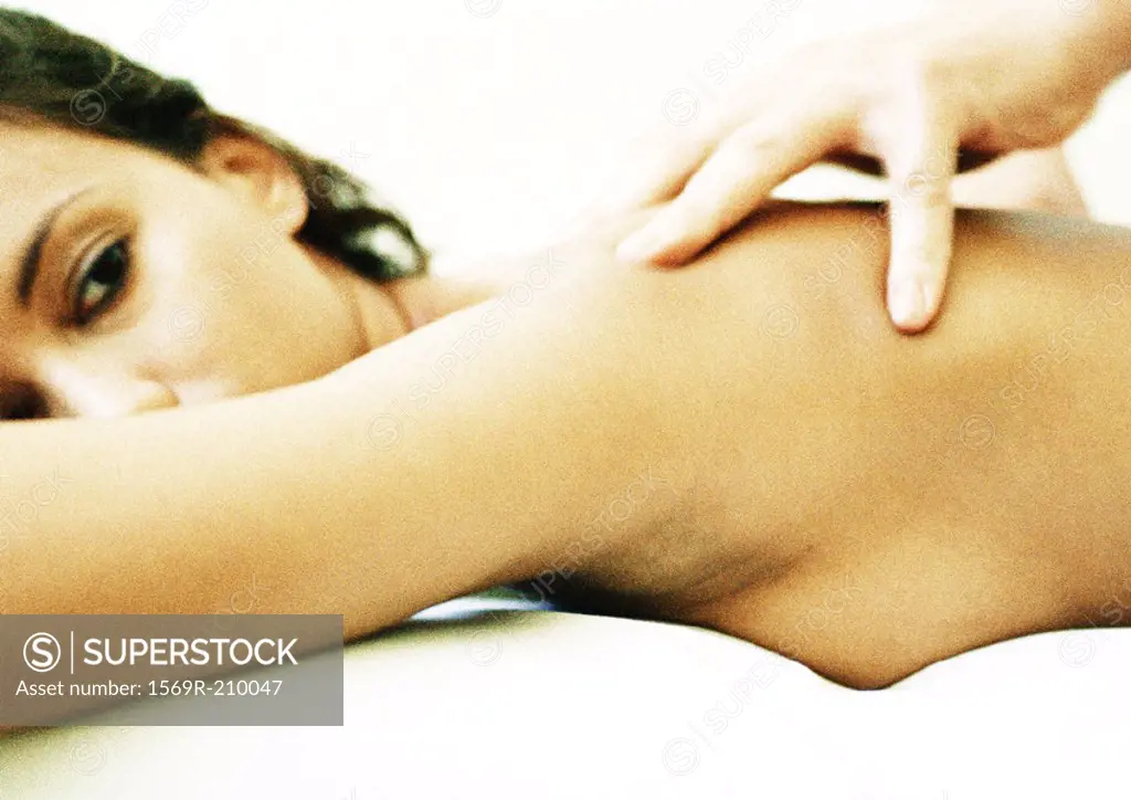 Woman having massage, close-up