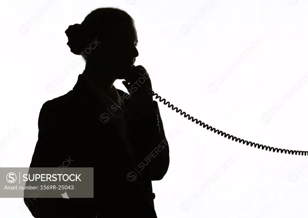 Woman on phone, silhouette
