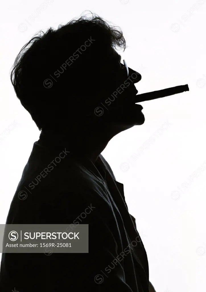 Man smoking, silhouette