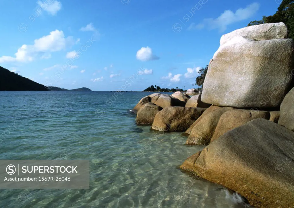 Malaysia, sea and smooth rock