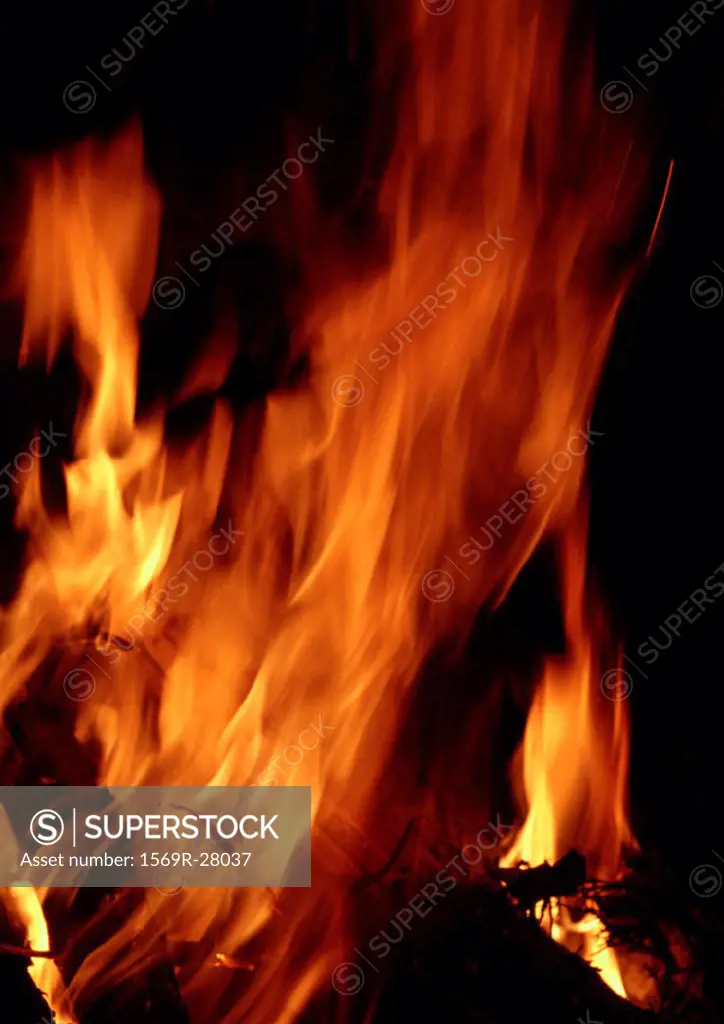 Flames of fire, close-up, blurred motion
