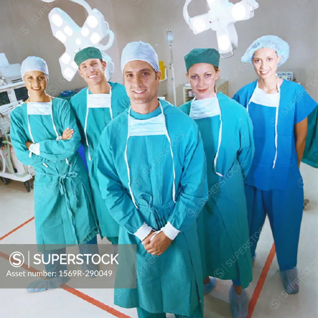 Surgical team smiling, portrait