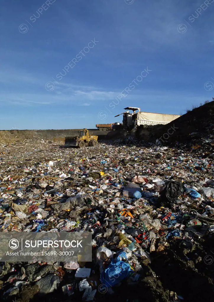 Bulldozer in landfill