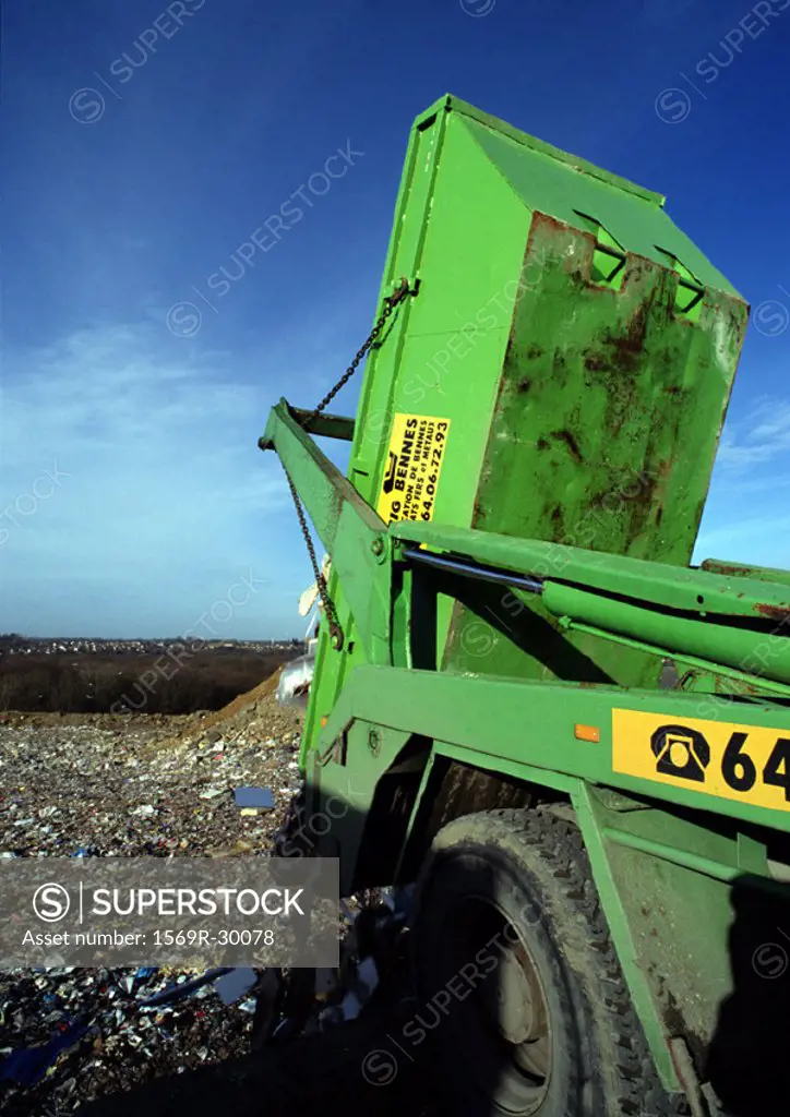 Dump truck in landfill