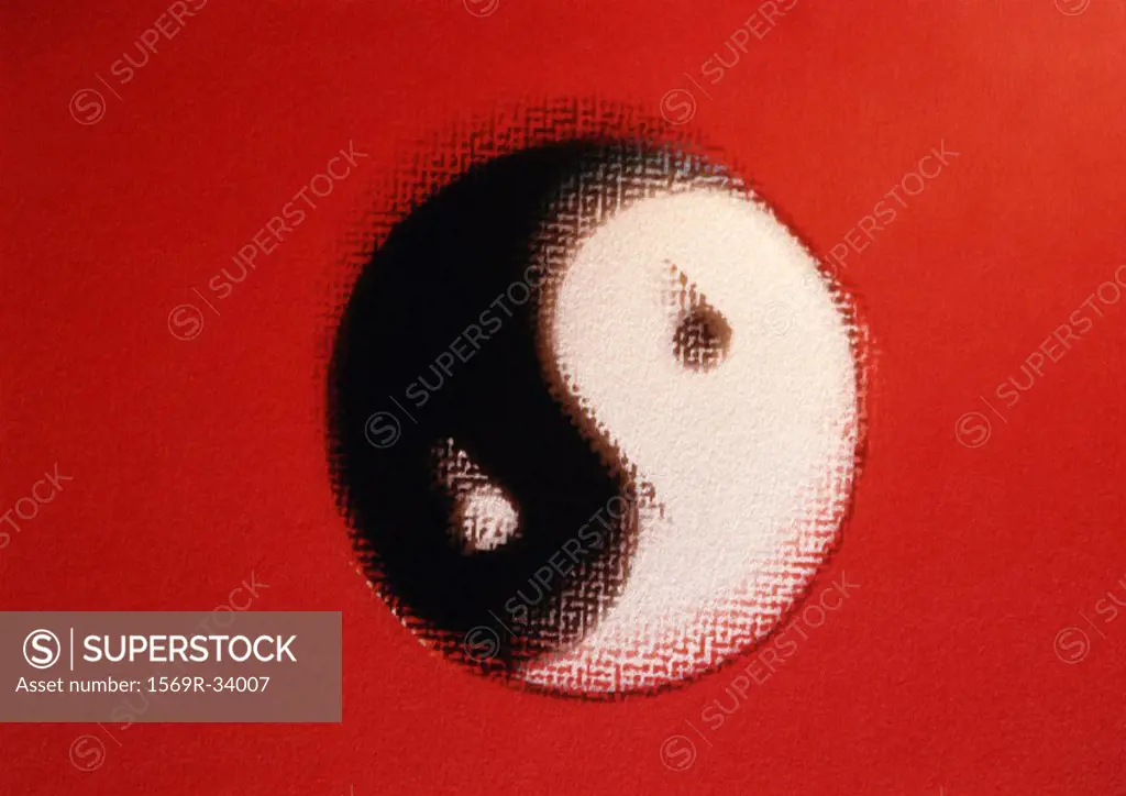Yin and yang symbol, close-up, blurred