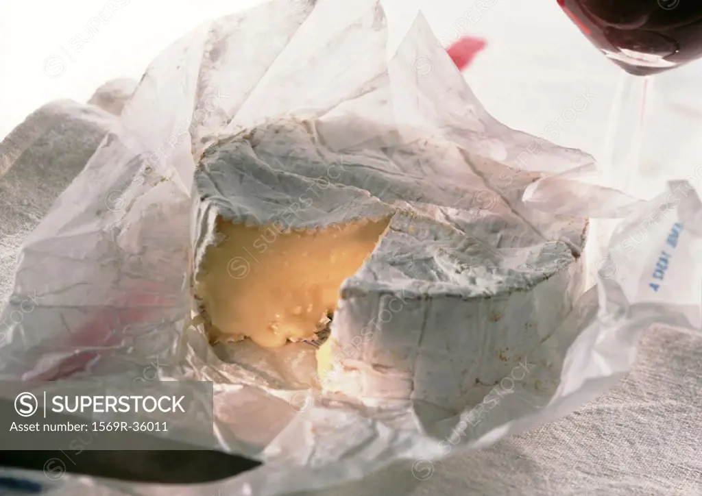 Cut camembert cheese, close-up