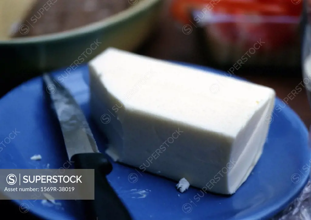 Butter on plate with knife