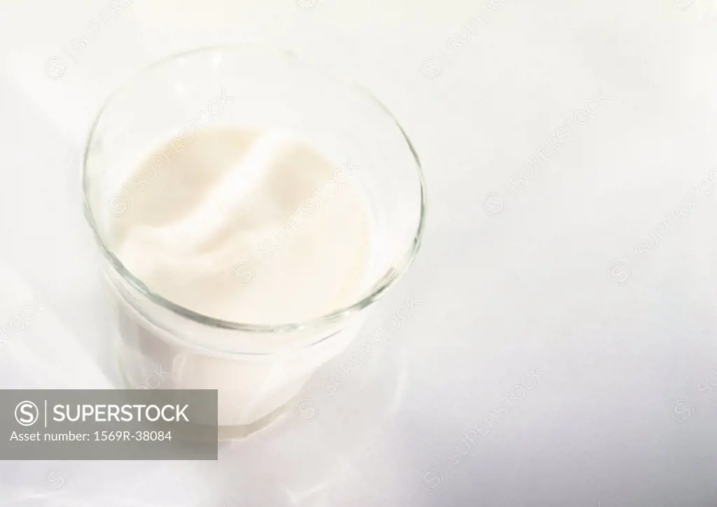 Glass of milk, elevated view