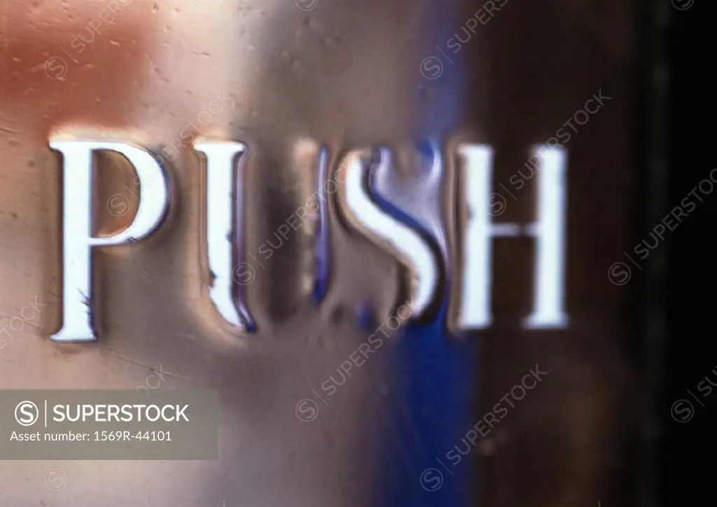 ´Push´ text, embossed