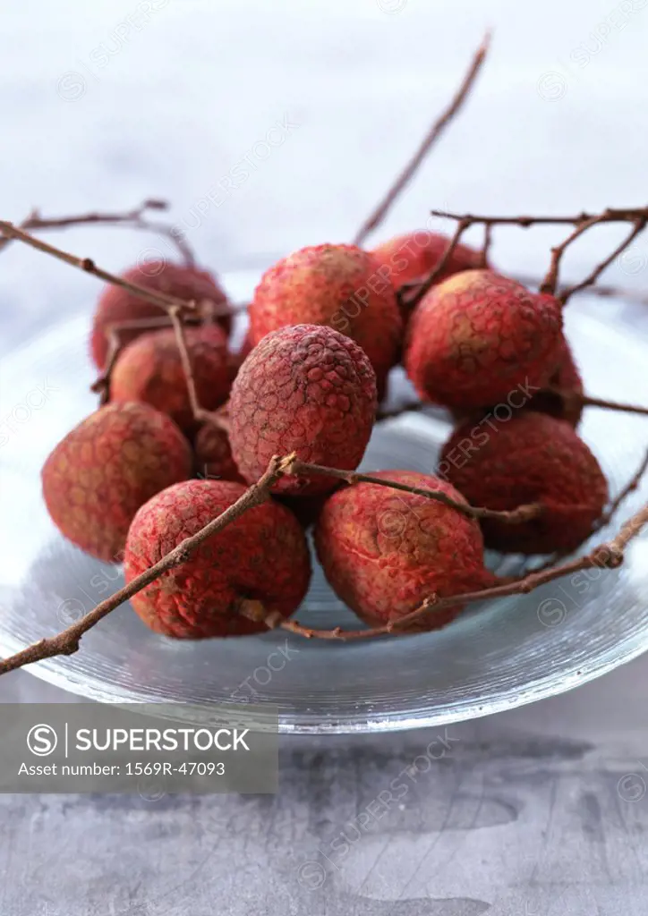 Lychees with branches, close-up