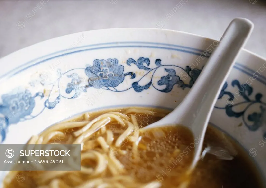 Bowl of noodles, close-up