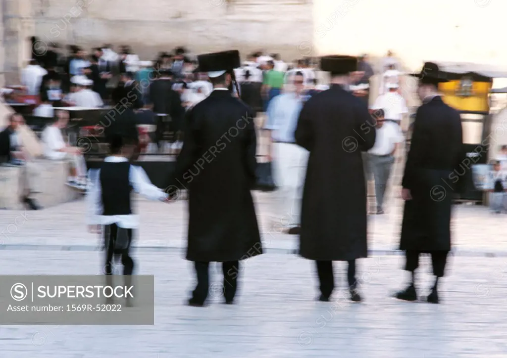 Israel, Jerusalem, Bar Mitzvah, rear view, blurred
