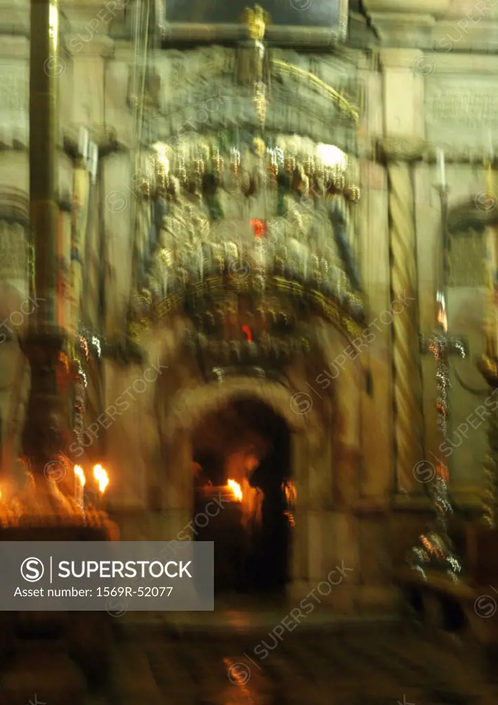 Israel, Jerusalem, Tomb of Christ in the Church of the Holy Sepulchre, blurred