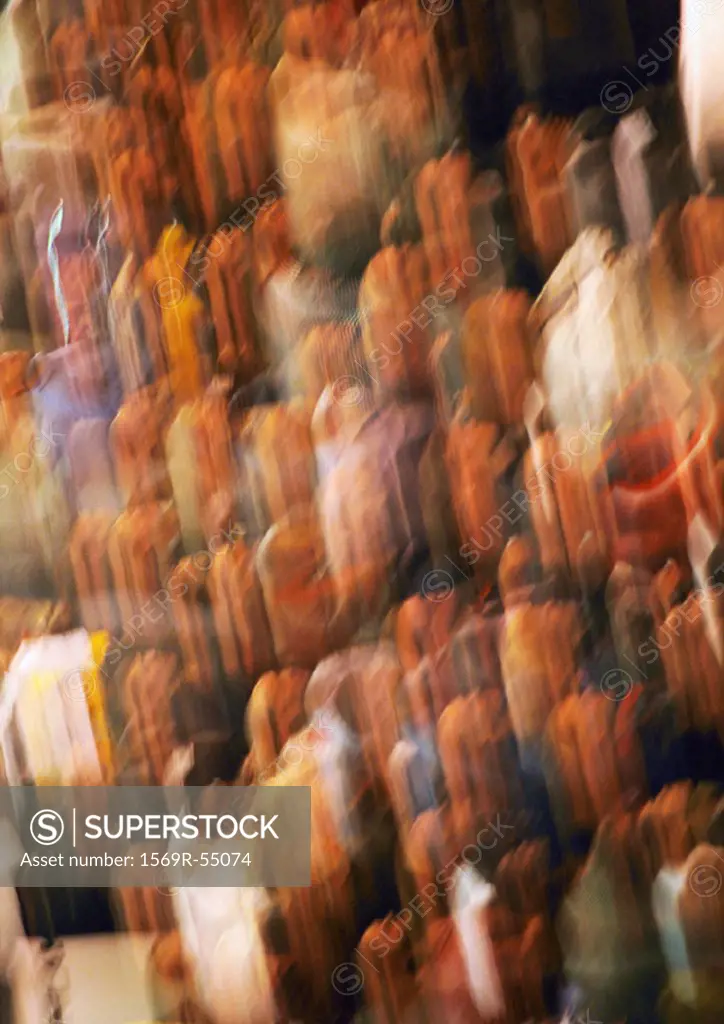 Crowd, high angle view, blurred motion