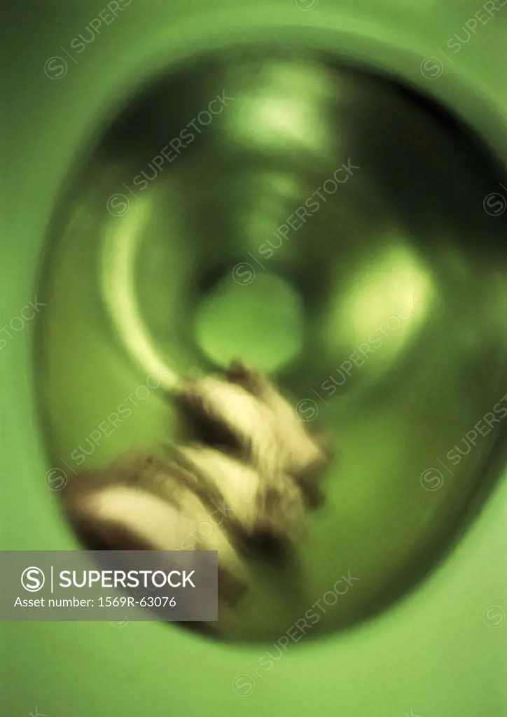 Toilet bowl, close up, blurred